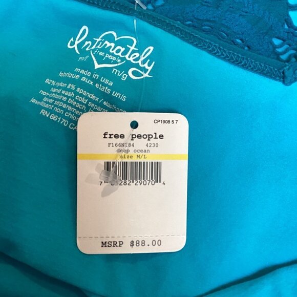 NWT Free People Intimately Lace Dress Sz M/L Teal "Deep Ocean" #173K - Picture 8 of 9